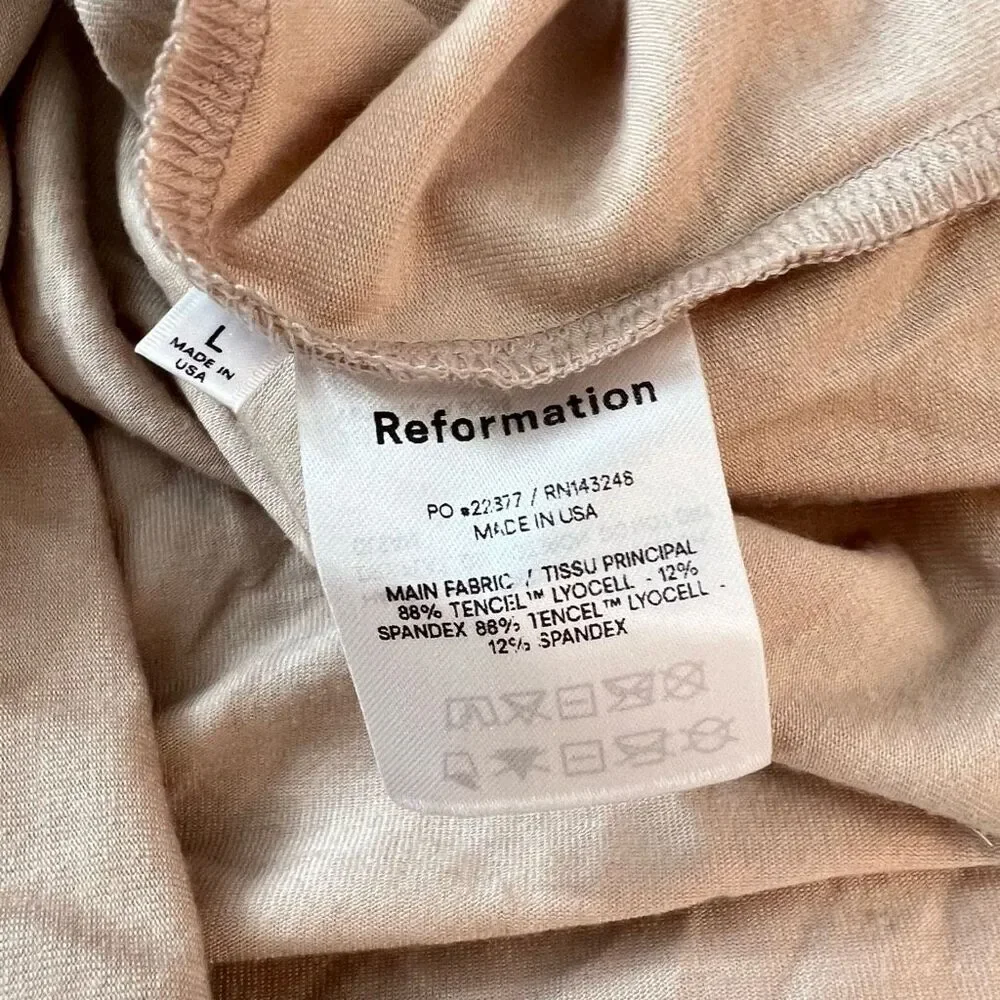 Reformation Nila tan knit side slit maxi dress size large - Picture 10 of 12